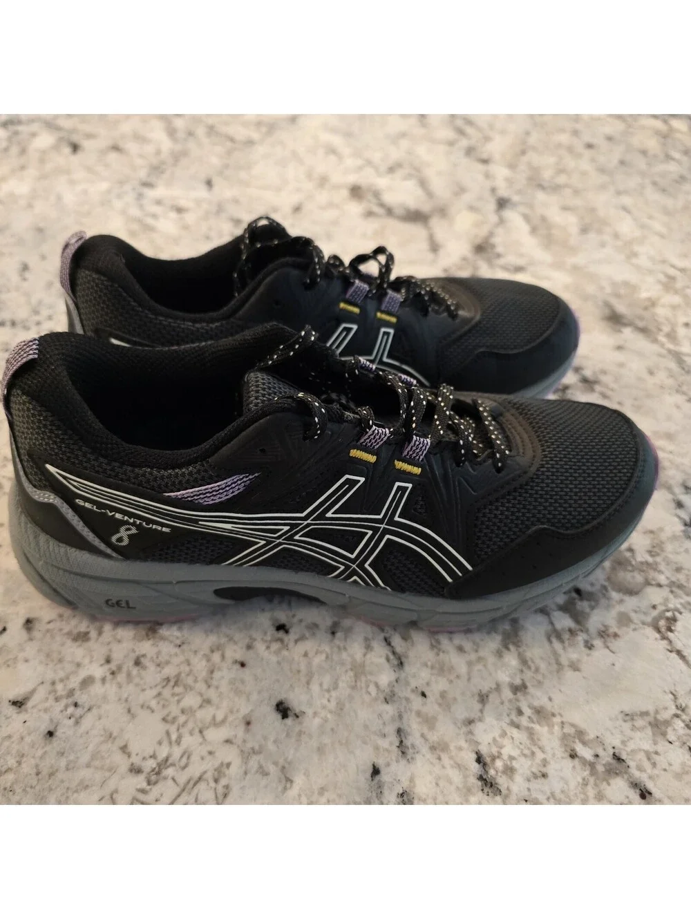 Asics Womens Gel Venture 8 1012A708 Black Purple Shoes Sneakers Size 9.5